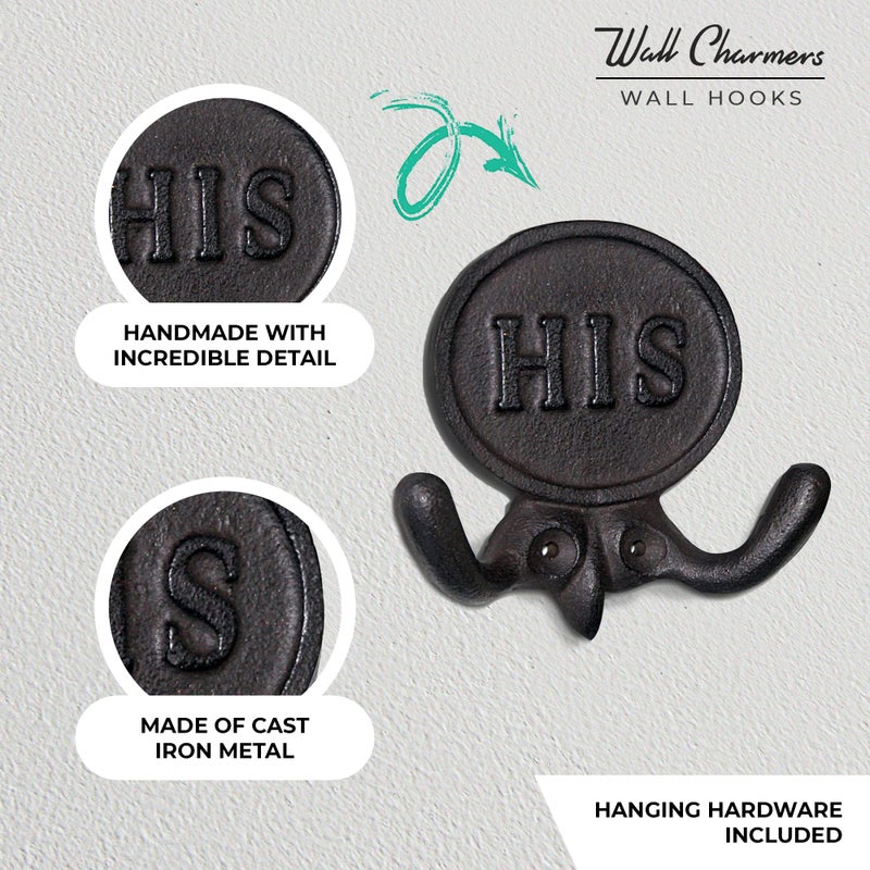 Wallcharmers Set of 2 His and Hers Towel Hooks for Bathrooms, Mr & Mrs. Farmhouse and Rustic Bathroom Hooks for Towels, Bronze - Image 4